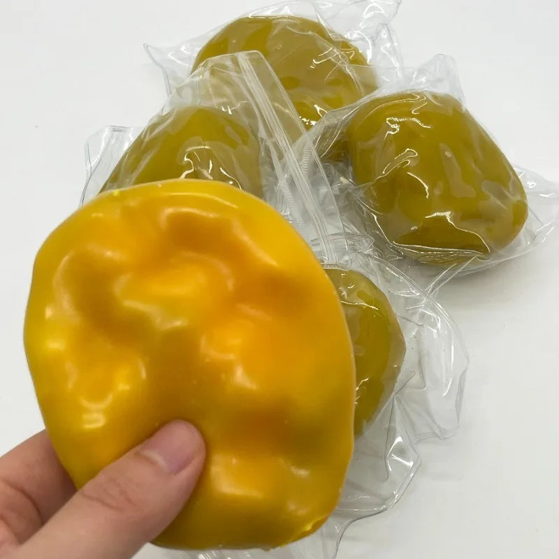 Crunchy Squishy Mango Stress Ball Fidget Toy Handmade Crispy Squeeze Ball Round Blocks Filled ASMR Anti Stress Toys for Adults