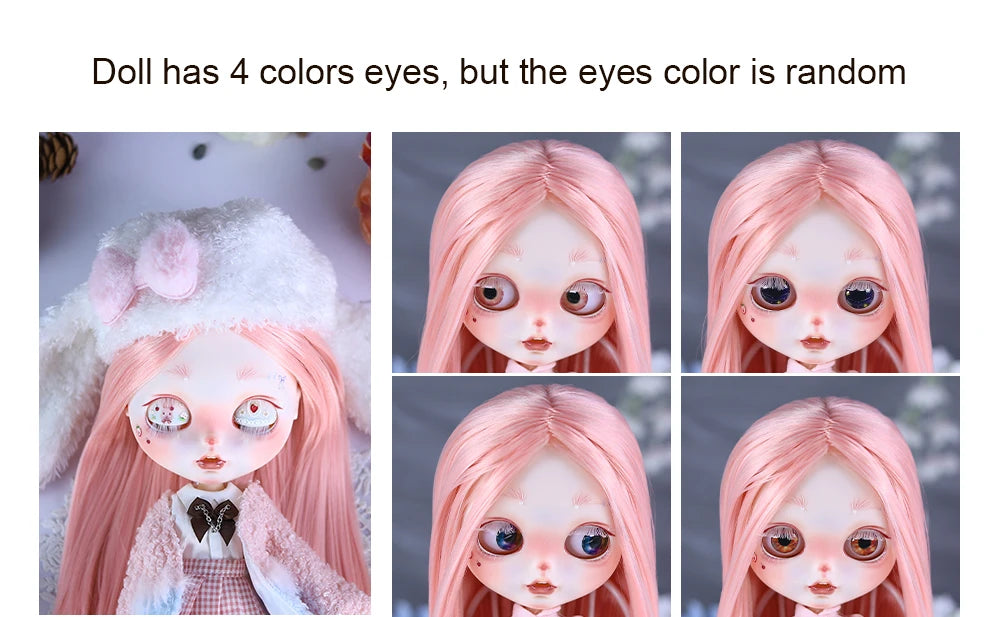 ICY DBS Blyth 1/6 Doll Hand Painted Set Cute Bunny Frosted Face Doll Set SD
