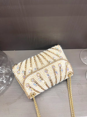 Women's Crystal Rhinestone Metallic Clutch Bag – Evening & Party, 3 Colors - TRYSHOPPY