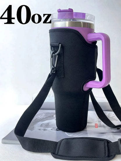Large 40oz Insulated Leak Proof Water Bottle Carrier Bag Pouch Cover Holder Adjustable Strap for Thermos Outdoor Hiking Gym