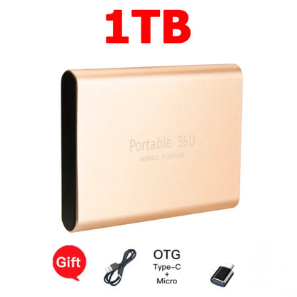 High-speed SSD 1TB Portable External Hard Drive 2TB Solid State Drive 4TB Mass Hard Disk for Laptop Mac PC and Mobile Phone Data