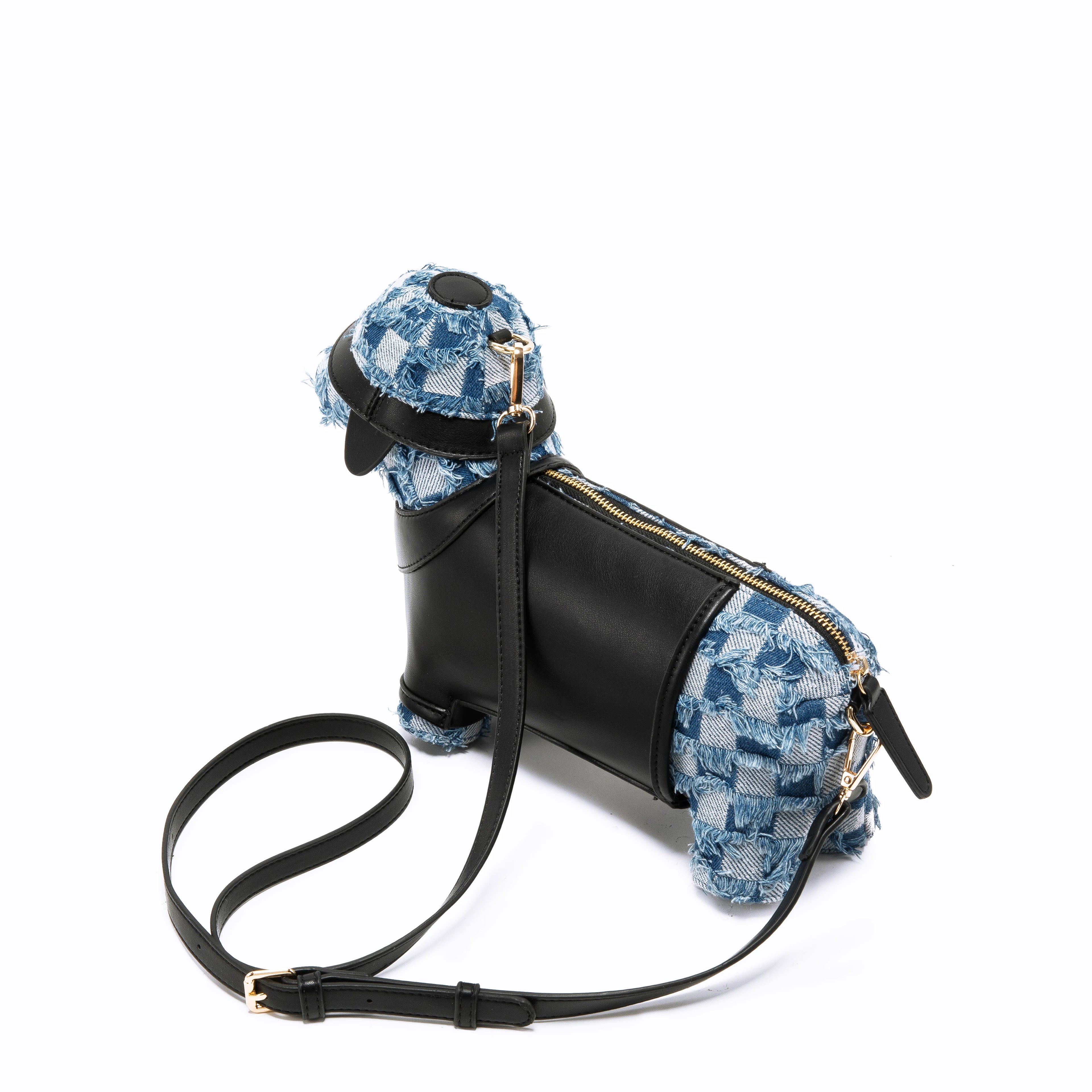 Women's Dog-Shaped PU Leather Crossbody Bag – Adjustable Strap, Blue