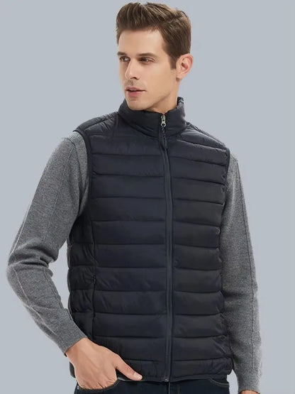 Men' Sleeveless Vest Jackets Winter Fashion Male Cotton-Padded Vest Coats Men Stand Collar Warm Waistcoats Clothing