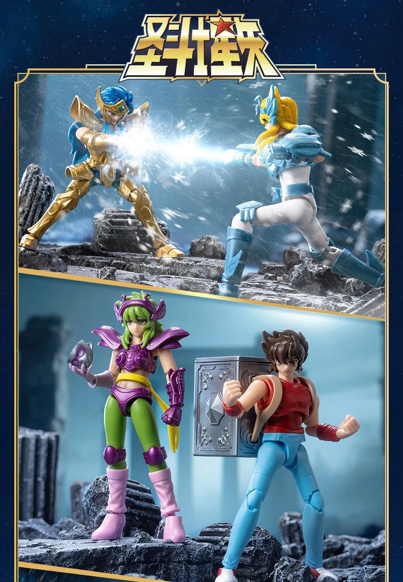 Blokees Galaxy Version Gold Saint Action Figure Libra Dohko Sagittarius Champion Seiya Mu Aiolia Assembly Toys Children Gift