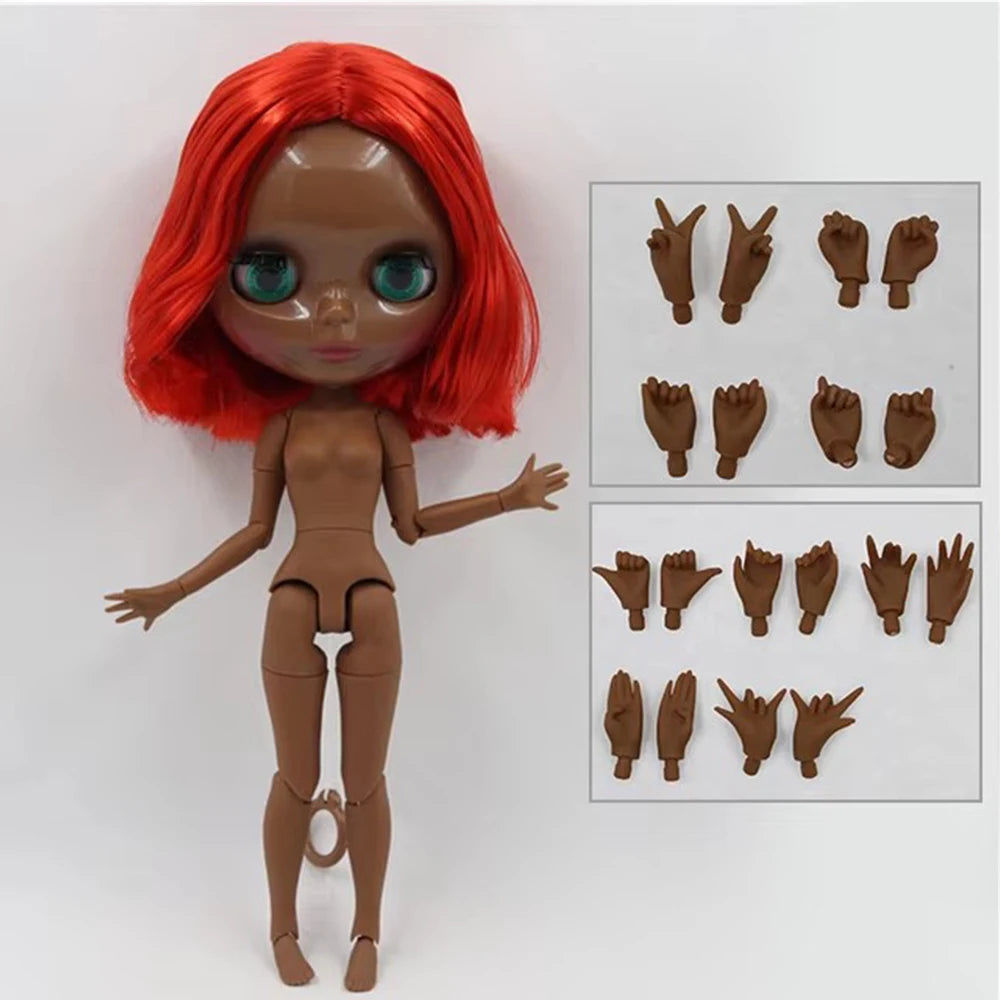 ICY DBS Blyth Doll Toy blyth doll joint body super black skin bjd 30cm doll for DIY custom doll anime girls