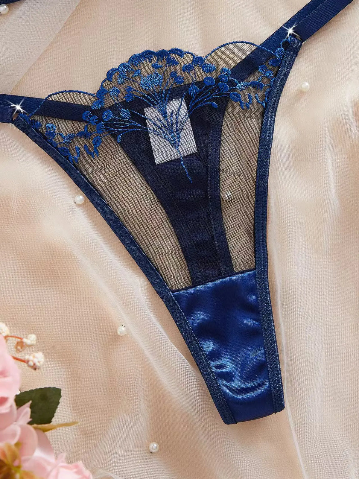 Women's Floral Lace Bustier Lingerie Set