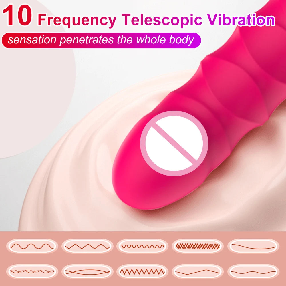 Dildo Retractable Vibrator For Women 10 Modes Soft Silicone G Spot Clitoral Anal Stimulation Massager Masturbation Sex Toys
