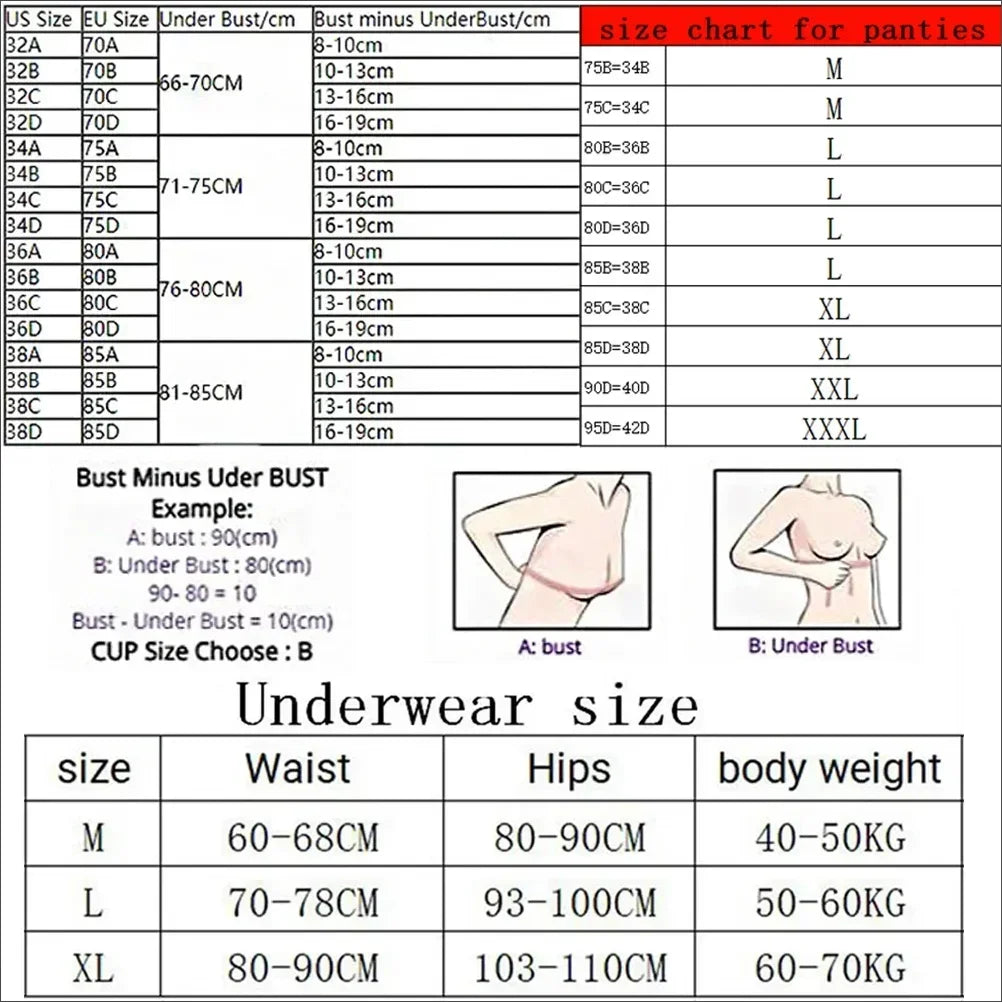 Women's Padded Lace Bra & Panty Set