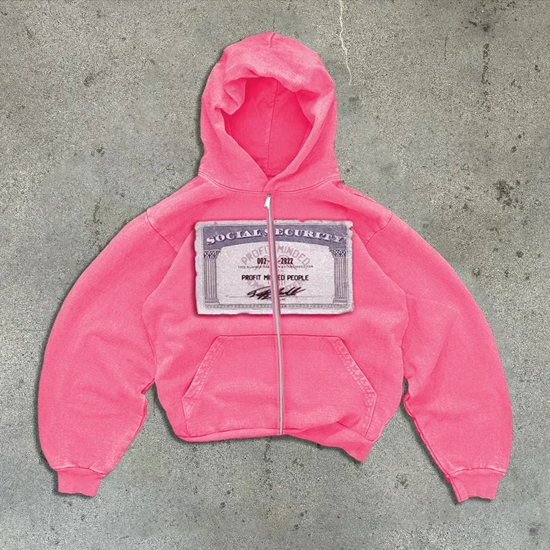Y2K Graphic Zip-Up Hoodie