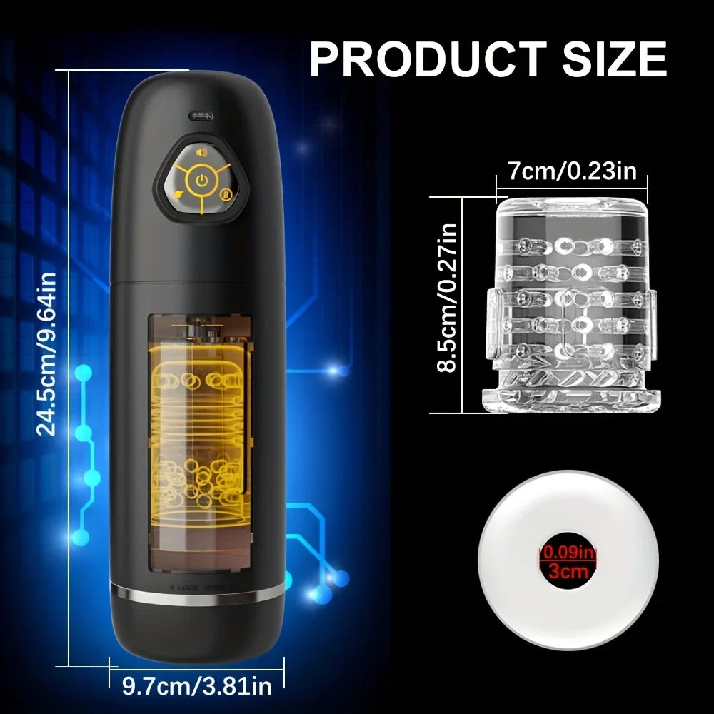 Automatic Telescopic Rotation Male Masturbator Man Masturbation Cup Simulation Piston Blowjob Pocket Pussy Adult Sex Toy for Men