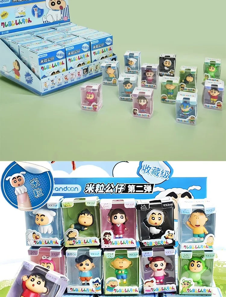 Original JANDOOM Crayon Shin-chan Blind box Shin chan Anime Figure Rice grain Doll Mini Figure Cute Cartoon Model Kids Toys Gift