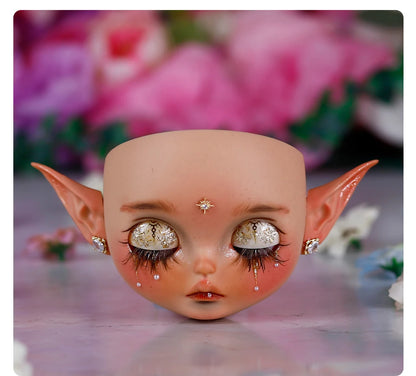 Blyth1/6 doll Hand-painted shell DIY makeup lip carving eyebrows handmade Ears