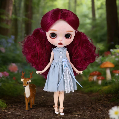 ICY DBS Blyth 1/6 Doll Hand drawn White Skin Red Rose Hand drawn Set Girl Gift