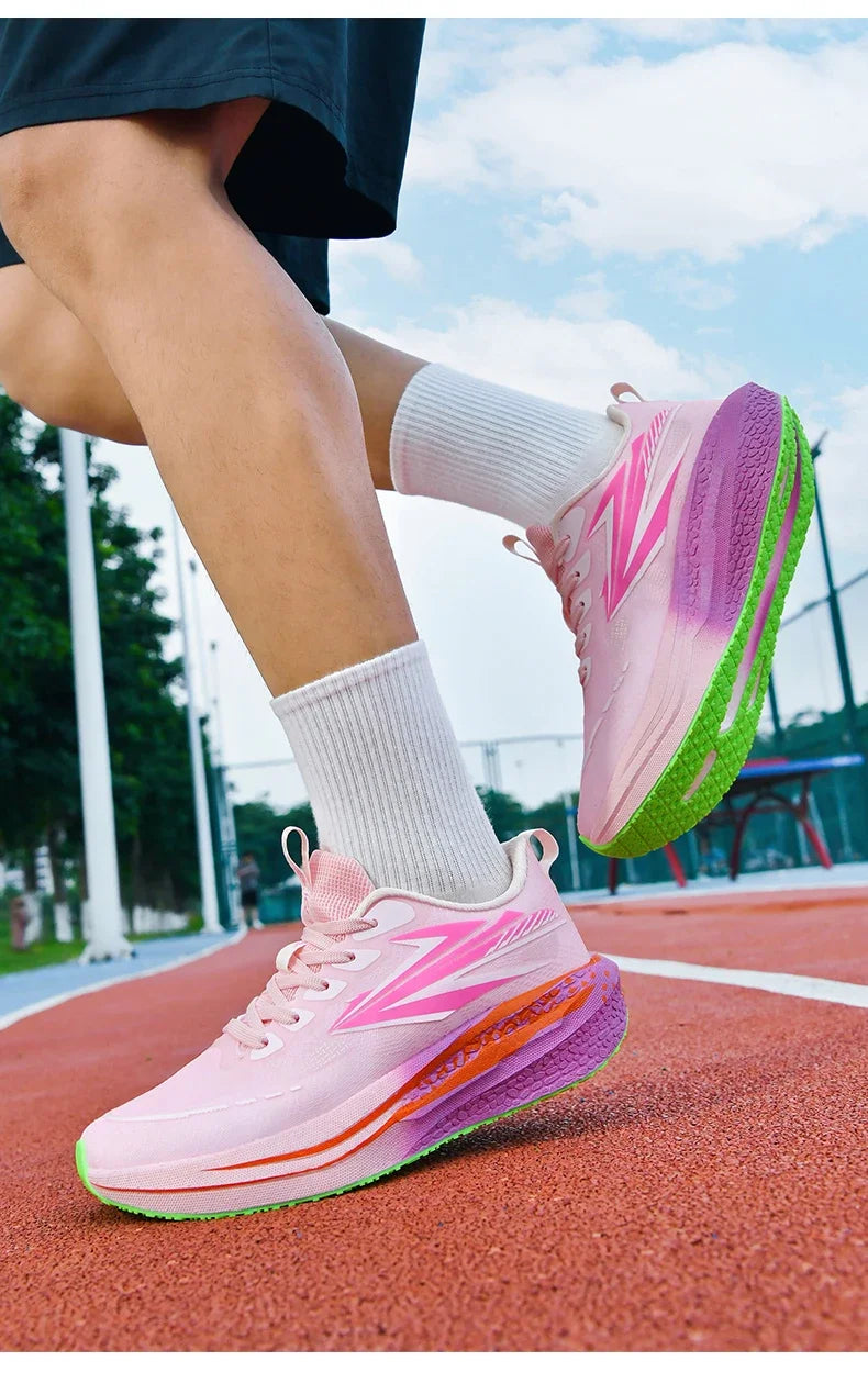 Men's Running Shoes Jogging Cushioning Mesh Outdoor Couple Trainer Race Breathable Sneakers Non-Slip Carbon Board Off-road Shoes