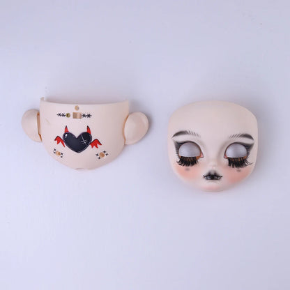 Blyth 1/6 doll hand drawn makeup face shell Blank Makeup DIY frosted face handmade