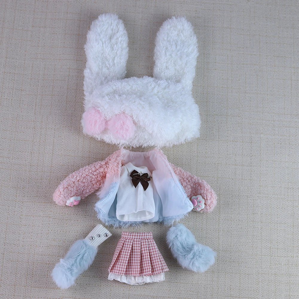 ICY DBS Blyth Plush Costume Girl BJD Animation Toys Cute Rabbit Set Girl Gift