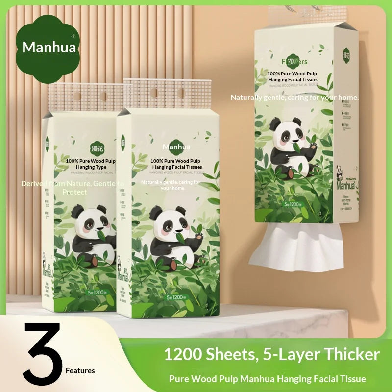 3PCS Family Set, Five Layers, 1200 Thick Large Capacity Napkins, Soft and Non Shedding, Original Wood Pulp Hanging Napkins