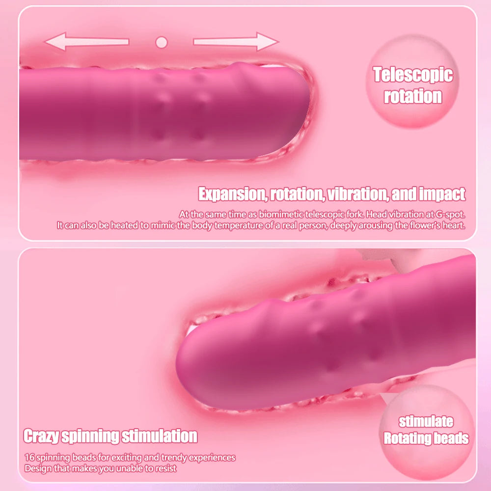 Beginner Sex Machine Telescopic Dildo Vibrator Thrusting Retractable Pussy G Spot Clitoral Anal Stimulation Sex Toys For Women