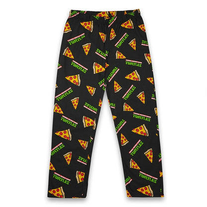 Bandai Ninja Turtles Characters & Pizza Allover Print Adult Kids Wide-leg Lounge Sleep Pants Summer Quick-dry Comfy Lightweight