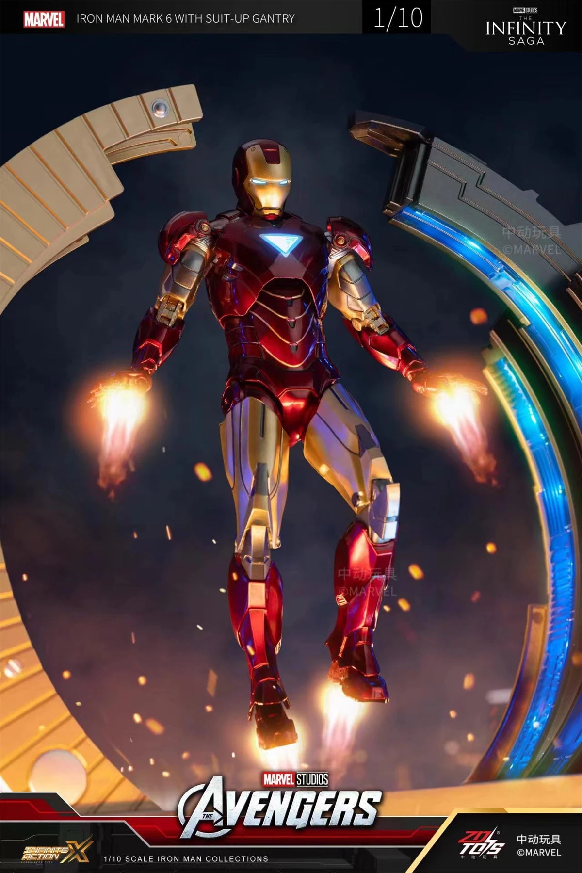 ZD Toys Avengers Iron Man Action Figure MK6 Suit-up Gantry Suit Up Gantry With MK4 Tony Stark Legends Collection Toy Gift