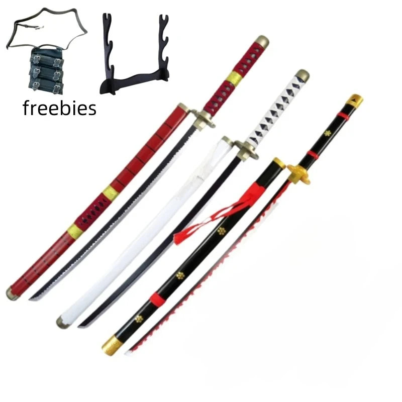 40in Anime One Piece Zoro Katana Wood Sword Luffy schwert Real Size Japanese Samurai Sabre Original Blade Cosplay Prop Toy Gift