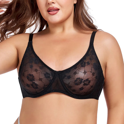 Plus Size Womens Bras Lace Underwire BH B-E Cup Comfortable & Alluring Lingerie