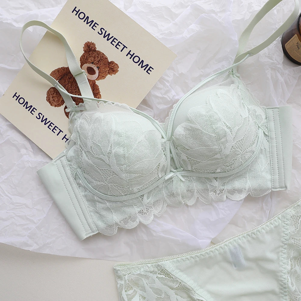 Sexy Lace Lingerie Women's Small Breasts Gathered to Show Large Without Steel Ring Underwear Anti-Sagging Breasts Bra