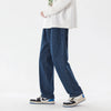 2023 New Korean Fashion Men's Casual Ankle-Length Jeans Classic Man Straight Denim Wide-leg Pants Light Blue Grey Black 3XL
