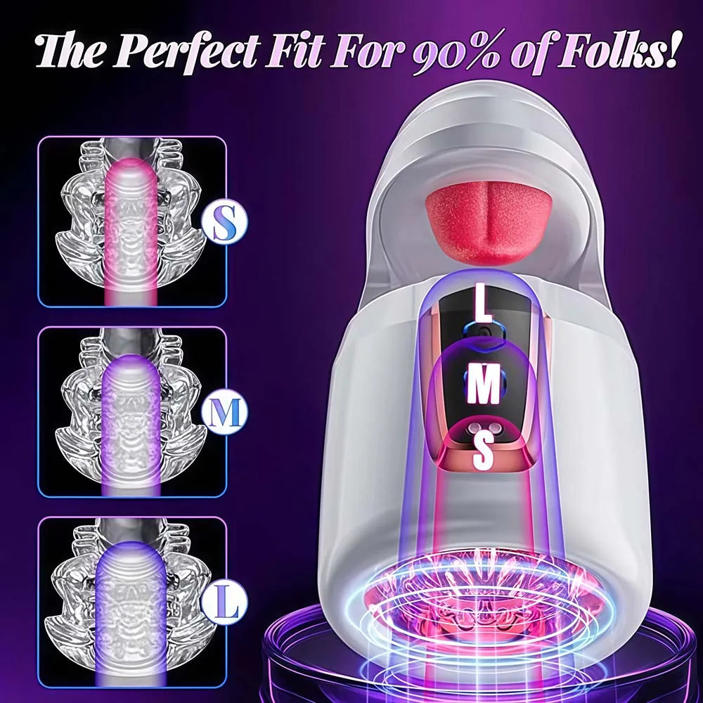 Sex Toys for Men 10 Speeds Thrusting Vibrating Male Masturbation Cup Tongue Licking Blowjob Penis Trainer Sex Machine 18+