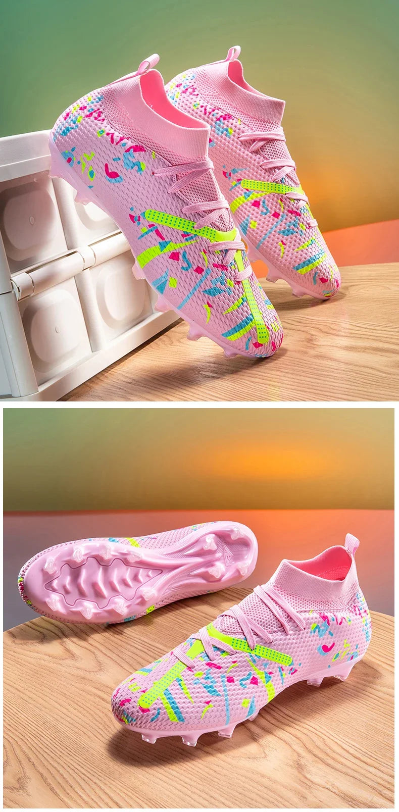 New Men Football Boots Match Sneakers Soccer Shoes Non-Slip Professional Training Shoes Grass Outdoor Sport Ultralight Unisex
