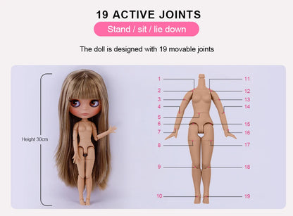 ICY DBS Blyth Doll BJD Joint Body tan Skin Matte Face New face Set Doll 1/6 30cm Gift Anime SD