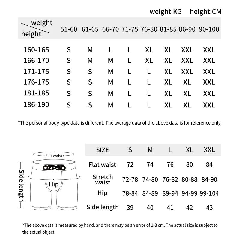 ETHIKA 4Pcs Men Underwear Boxers Breathable Swimming Man Underpants Plus Size Print Mens Panties Trunks Sexy Men's Boxer Briefs