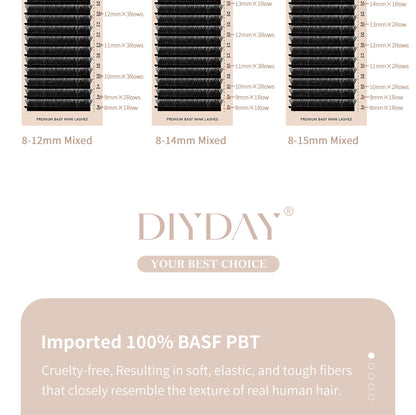 DIYDAY YY Shape Eyelash Extension C D L LU(M) N Curl Brown Lash Natural Soft Premade Volume Fans Two Tips Y-Shaped False Eyelash