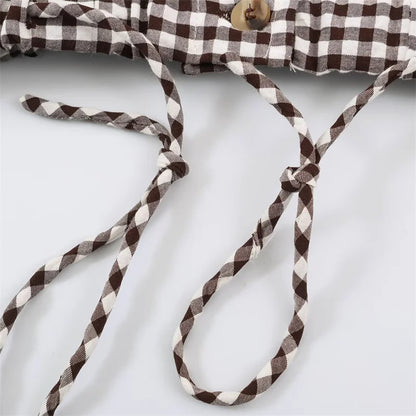 Guobioziy Women's Jacket 2026 Autumn New Plaid Long-Sleeve Drawstring Loose Jacket Parka Casual Fashion Versatile