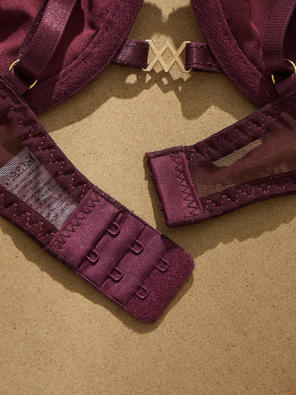 Women's Brown Color-Block Bra Set
