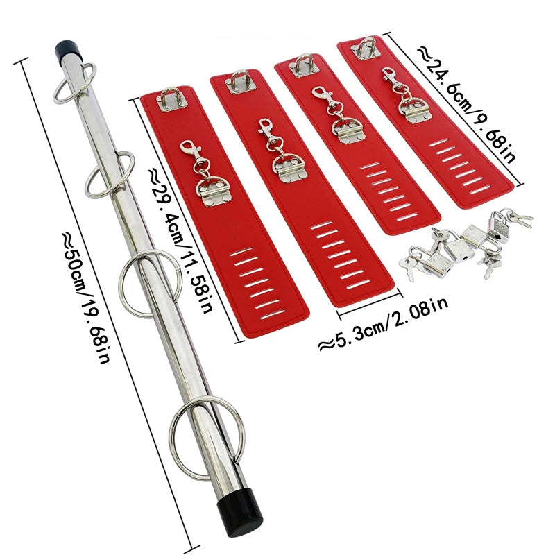 BDSM Bondage Set Stainless Steel Sex Slave Handcuffs Ankle Cuffs Fetish Restraints Sex Toys for Couples