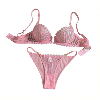 Women's Embroidered V-Neck Bra & Panty Set