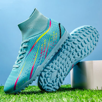 Professional Training TF Soccer Shoes for Men Women Kids PU+Fabric Breathable Wear-Resistant Rubber Sole