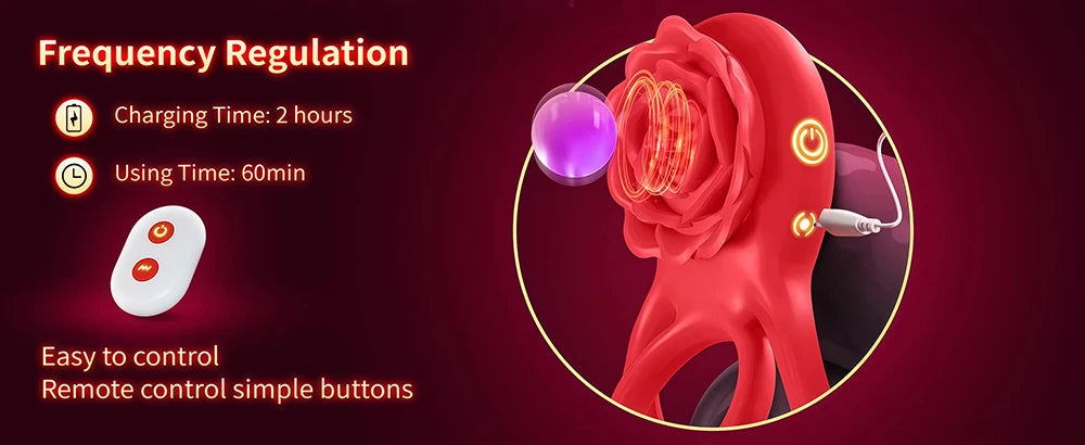 Penis Ring Vibrator 7 Modes Cockring Sexual Stimulation Long Lasting Stronger Male Rose Sex Toys for Couple Pleasure Adult Toys