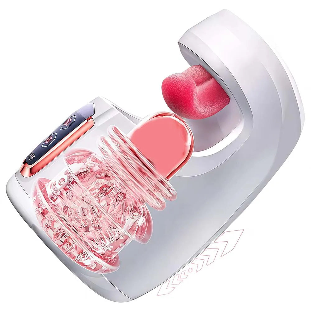 Sex Toys for Men 10 Speeds Thrusting Vibrating Male Masturbation Cup Tongue Licking Blowjob Penis Trainer Sex Machine 18+