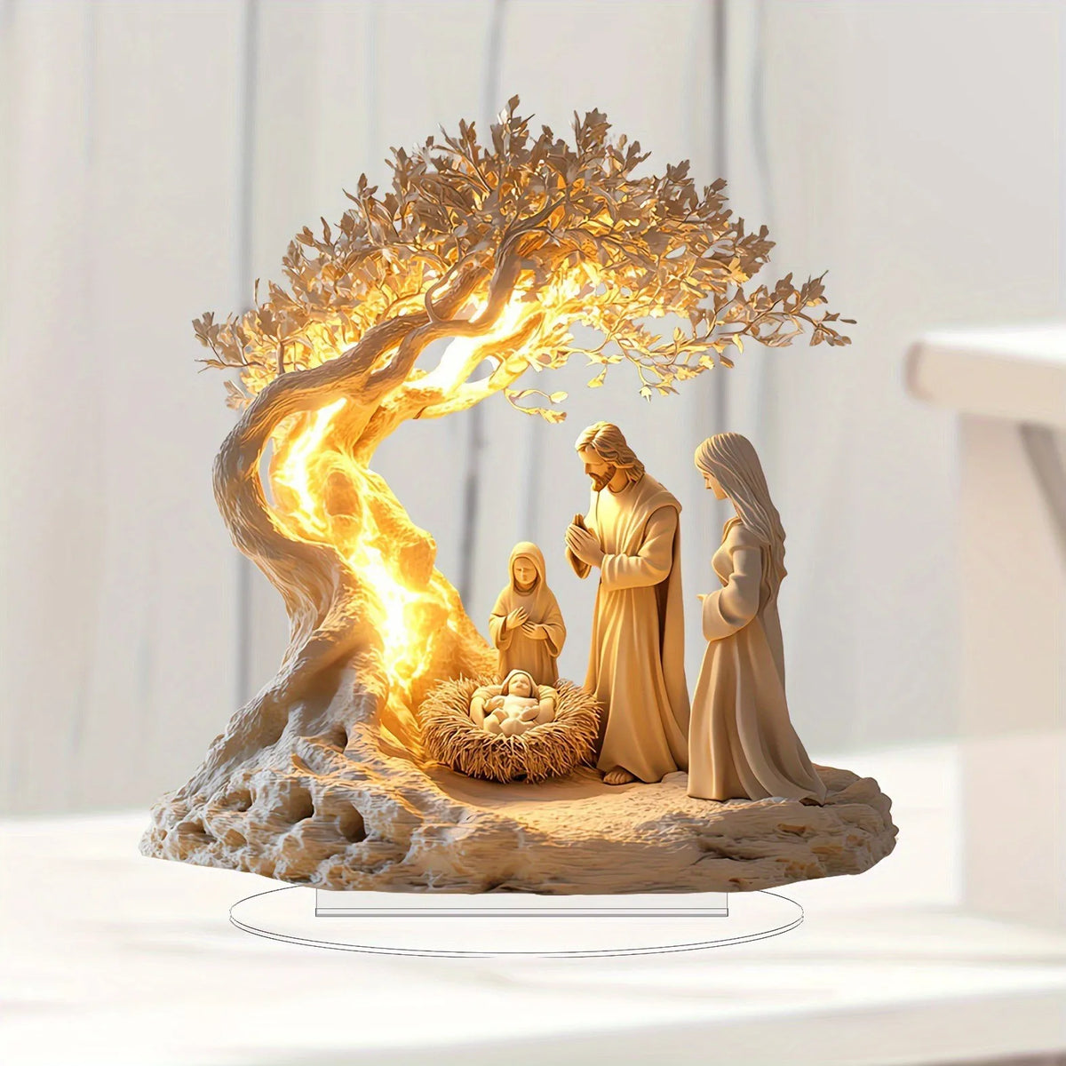 1PCS Nativity Desktop Decoration Statue Home Decoration Office Decora Art Theme Party Decora Christmas Decora Jesus Scene Decora