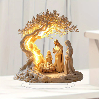 1PCS Nativity Desktop Decoration Statue Home Decoration Office Decora Art Theme Party Decora Christmas Decora Jesus Scene Decora