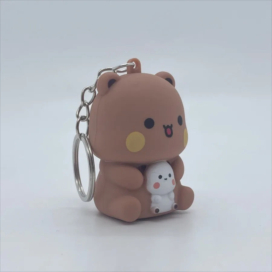 Bubu Dudu Say I Love You Voice Toys Keychain Yier Panda Bear Glowing Anime Figures Phone Ornament Bag Decoration Couple Gifts