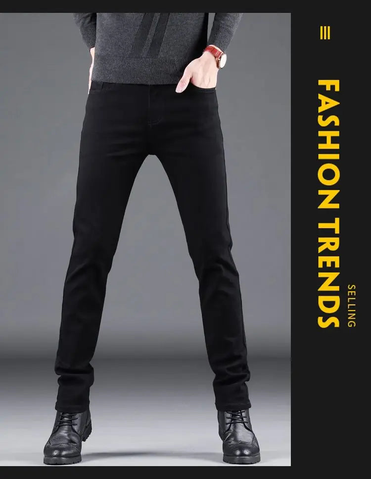 Men's Black Slim-Fit Stretch Jeans