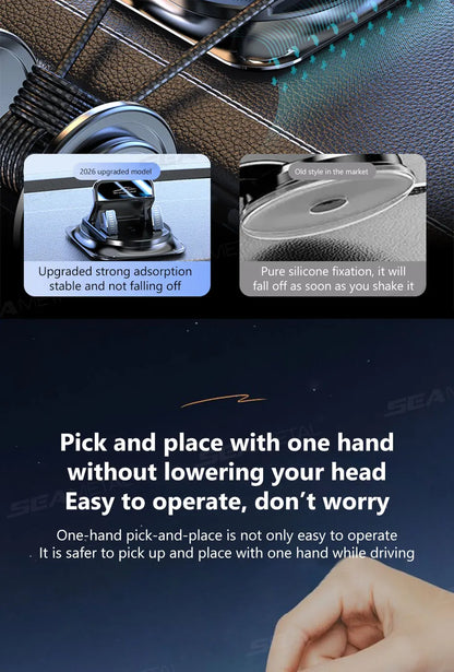 SEAMETAL Car Phone Mount Anti Slip Silicone Dashboard Phone Holder 360-Degree Free Rotation Universal Head-Up Navigation Holder