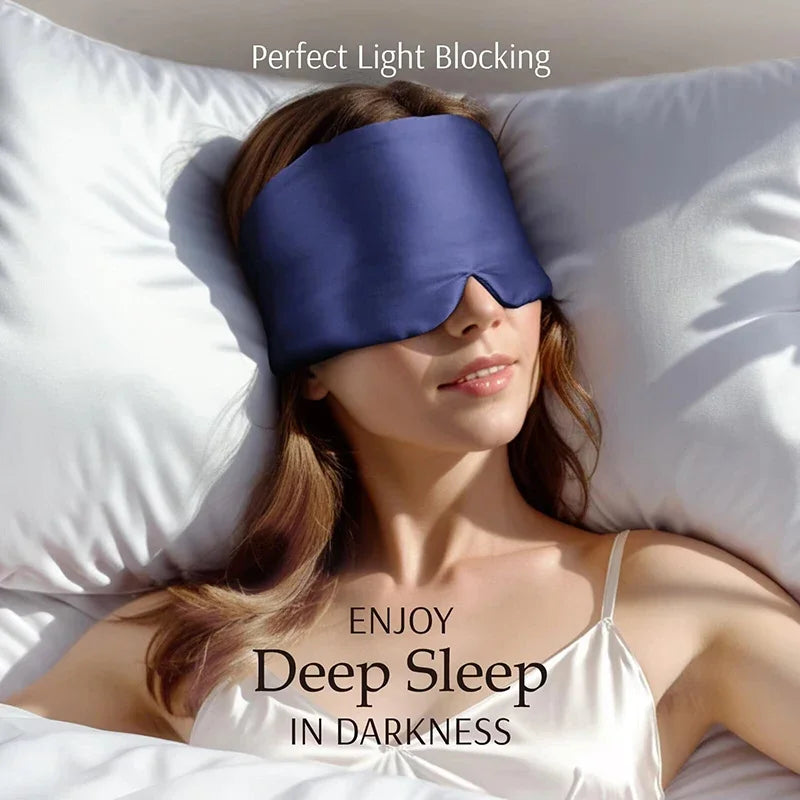 Silk Sleep Mask Soft Pressureless Sleeping Mask 100% Mulberry Silk for Eye Skin Anti Wrinkles Adjustable Wide Velcro Ear Cover