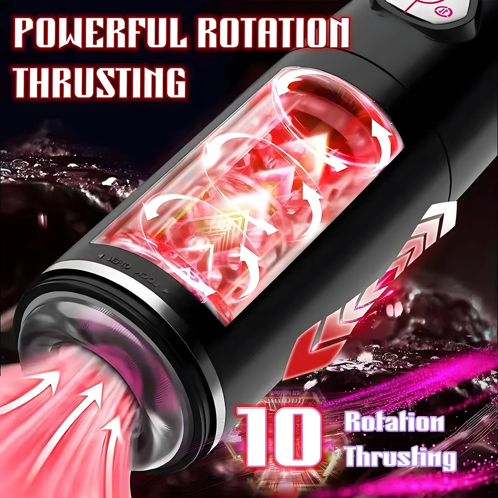 Automatic Telescopic Rotation Male Masturbator Man Masturbation Cup Simulation Piston Blowjob Pocket Pussy Adult Sex Toy for Men