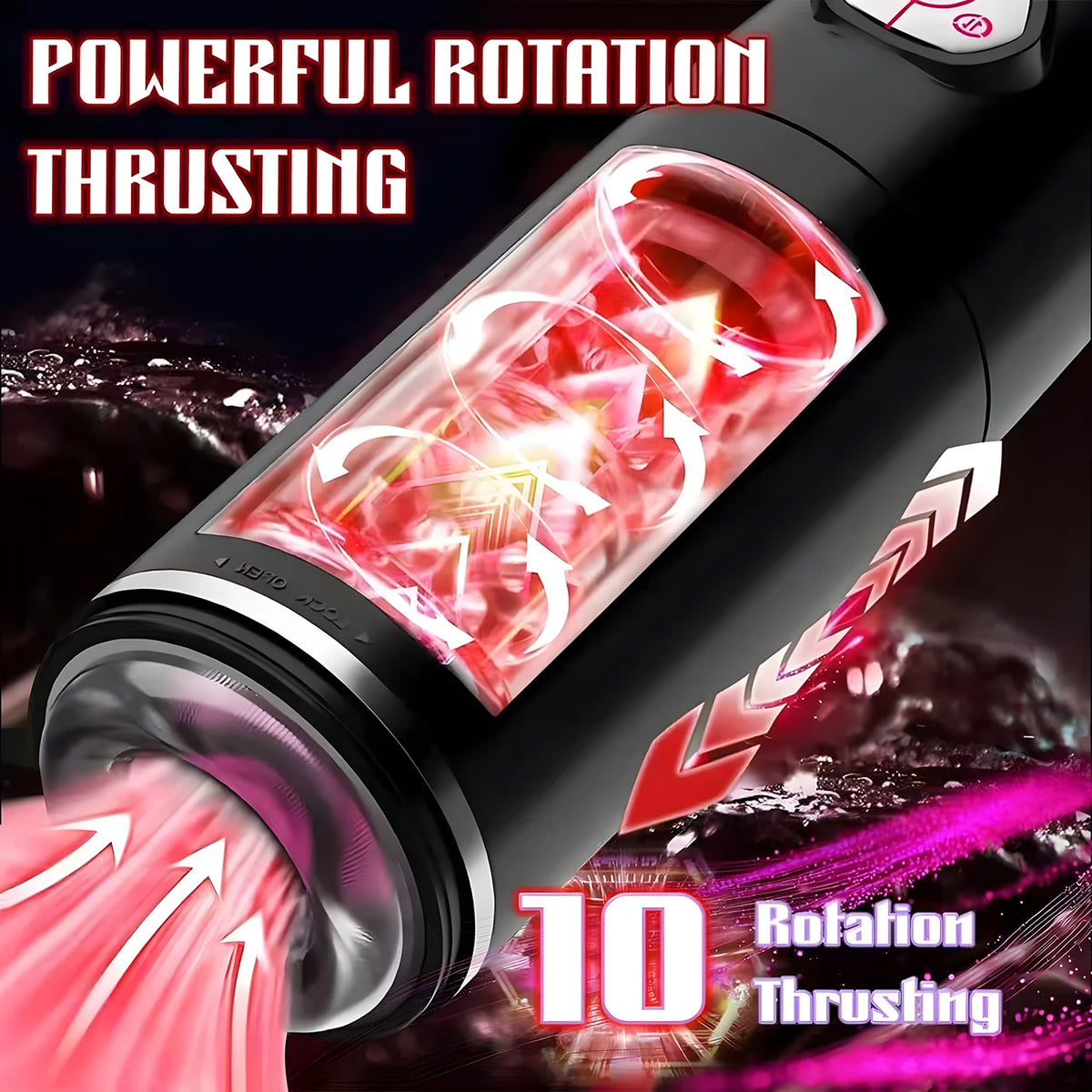 Automatic Telescopic Rotation Male Masturbator Man Masturbation Cup Simulation Piston Blowjob Pocket Pussy Adult Sex Toy for Men