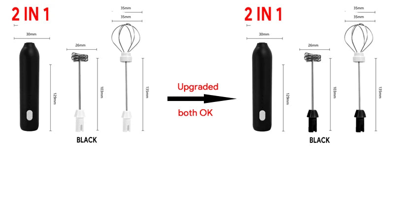 2 In 1 Electric Coffee Frother + Egg Beater Wireless Type-C Charging 3 Speeds Small Handheld Foam Maker Milk Whisk Cooking Tools