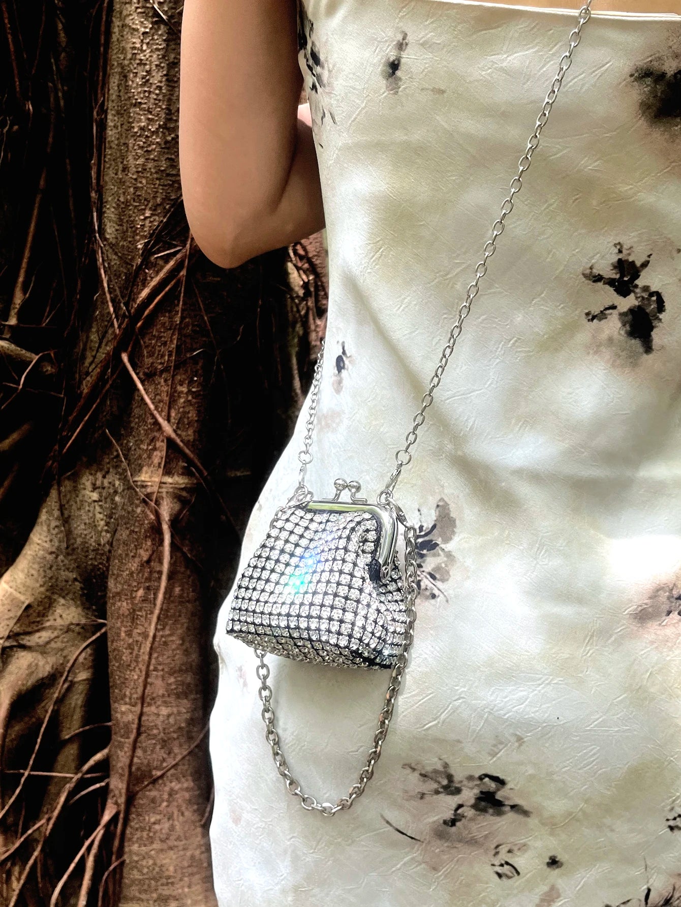 Women's Mini Rhinestone Chain Coin Purse – Card Bag, 3 Colors - TRYSHOPPY